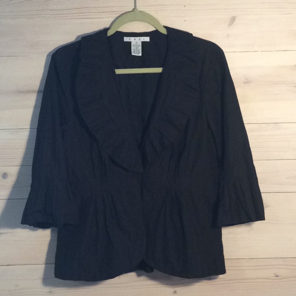 Cabi Black ruffled jacket, size 10